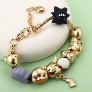 Gold Plated Pokémon Eeveelution Themed Charm Bracelet Adjustable Sizing Design